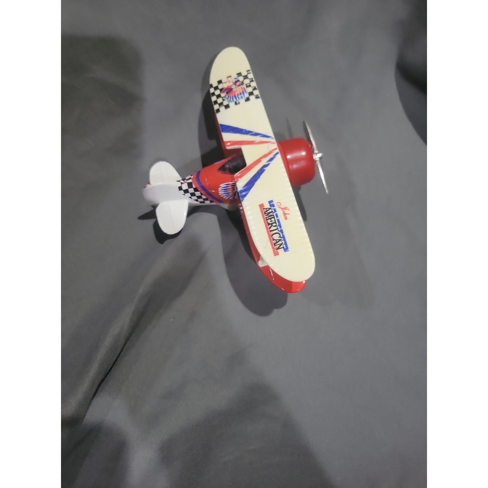 Toysmith Plane John American Biplane Pull Back Release Toy Die Cast & Plastic
